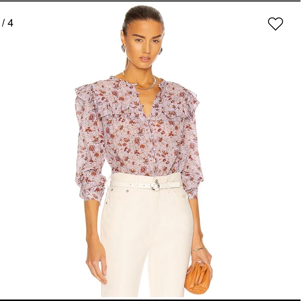 Veronica Beard Lavender Purple Ruffled Floral Long Sleeve Blouse Medium - Picture 10 of 12